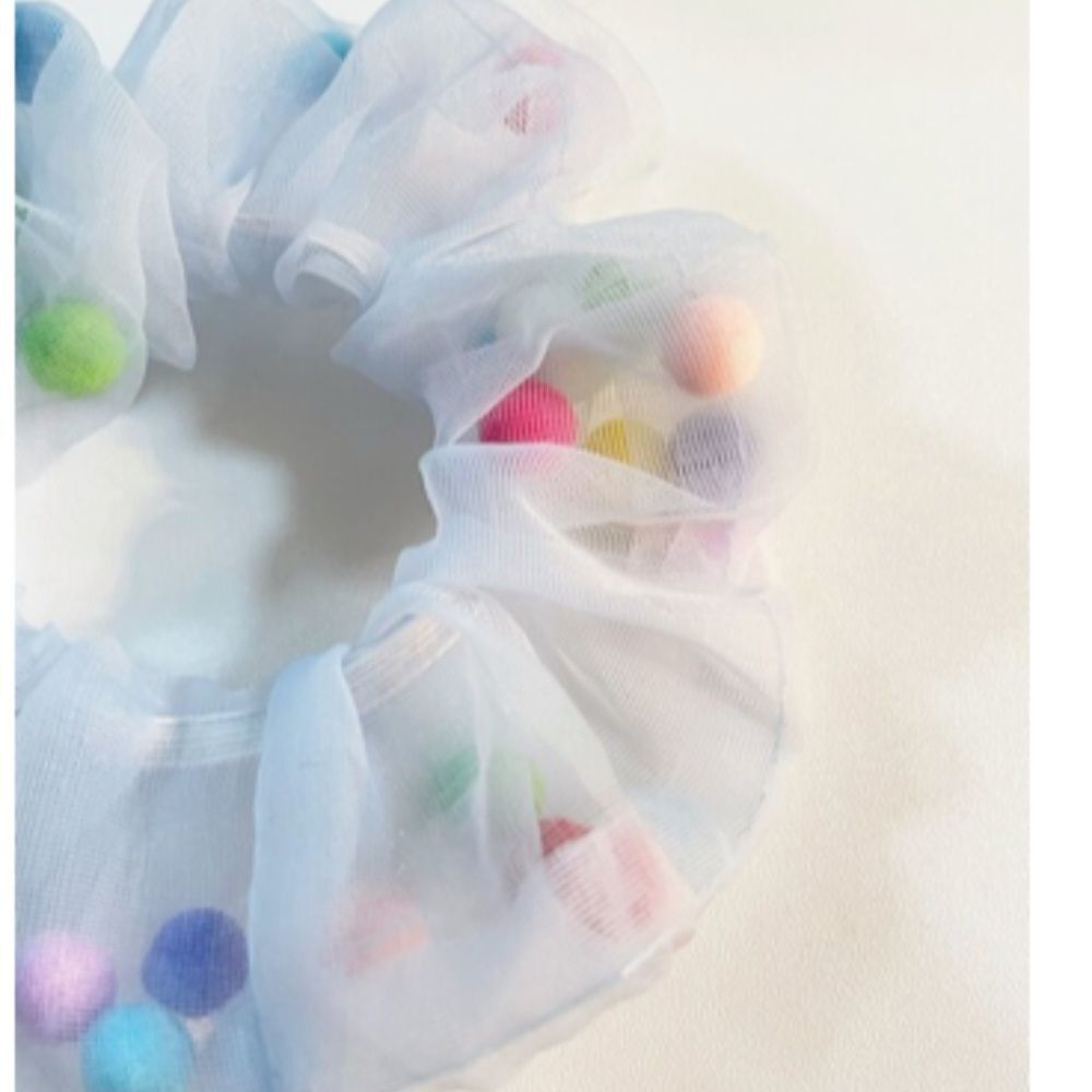 Colorful Pom Pom Scrunchie - Picture 5 of 5